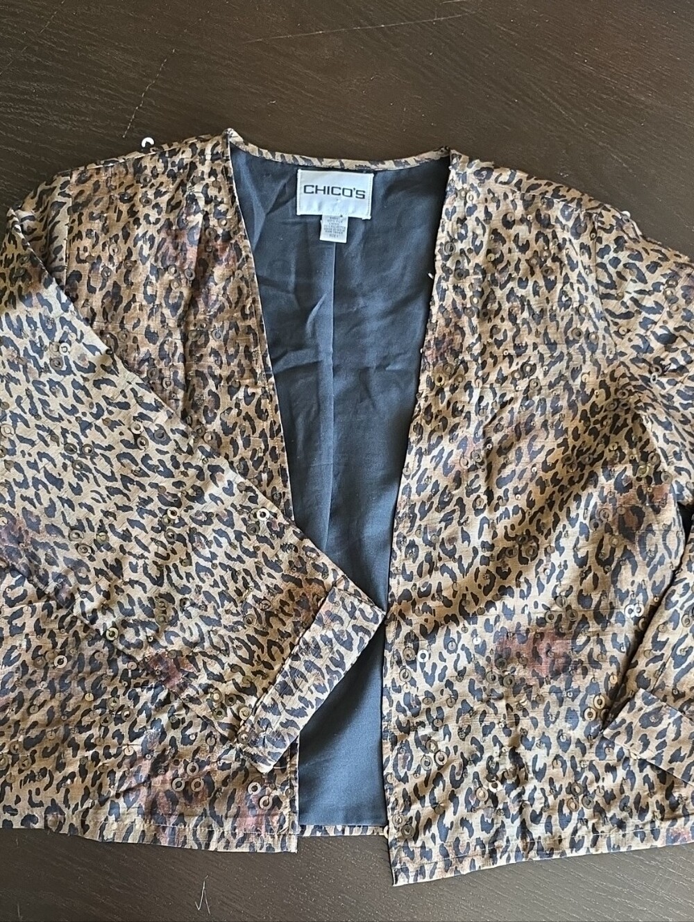 Chico's Leopard-Print Open-Front Jacket in Brown and Black